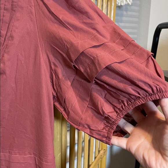 Listicle Terracotta Dress with Stylish Sleeves - Picture 5 of 5